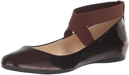 Jessica Simpson Mandayss Women's Pull-On Criss-Cross Ankle Ballet Flats Shoes, Deep Brown, 6