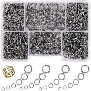 GMMA Jump Rings for Jewelry Making Supplies 1400 Pcs 6 Sizes/Box Jump Rings for Key Chain Making Kit with 1Pcs Jump Ring Open/Close Tool (Gun Blak)