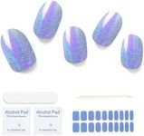 Nelikoo Semi Cured Gel Nail Strips, 20 pcs Gel Nail Stikers, Gel Nail Wraps Semi Cured, Salon-Quality, 2 Weeks Long Lasting Ice Age