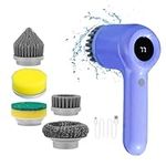 Electric Cleaning Brush, Electric Cordless Spin Scrubber with 5 Replaceable Handheld Power Shower Scrubber for Bathtub, Floor, Wall, Tile, Toilet, Window, Sink (purple)