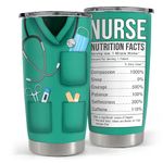 SANDJEST Nurse Tumbler Cup - Nurse Nutritional Facts Travel Coffee Mug Gift - 20oz Tumblers Nurse Gifts for Birthday, Christmas, Appreciation Week, Nursing School Graduation for Nurses, Practitioners