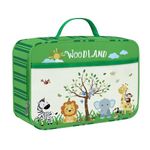 Clastye Insulated Lunch Bag for Kids | Large Portable Lunch Cooler Bag for Girls Boys, Outdoor Picnic, Back to School, Lightweight Lunch Box with Water-Resistant Lining | Green Woodland Lion, Elephant