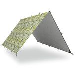 AquaQuest Defender Camping Tarp - Heavy Duty Tent Shelter or Rain Fly - Waterproof Camping Essentials for Hiking, Bushcraft & Hammock, 10 x 7 ft, Boulder Camo