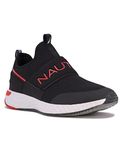 Nautica Men's Casual Fashion Sneakers-Walking Shoes-Lightweight Joggers-Zento-Black Red 1-10.5