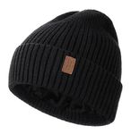 Wmcaps Beanie for Men, Unisex Classic Knit Beanie Winter Hat Stretchy Soft Cuffed Wooly Beanie with Thermal Thick Fleece Lining, Gifts for Men/Women/Her/Him/Dad（Black）