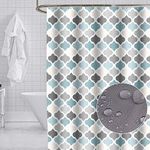 GONOVE Shower Curtain 200 x 200cm Mildew Resistant Waterproof Polyester Fabric Geometric Bathroom Shower Curtain Liner Long Washable Bath Curtain with Hooks, Weighted Hem