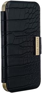 Ted Baker KHAILIA Black Croc Dual Card Slot Folio Phone Case for iPhone 12/12 Pro Gold Shell