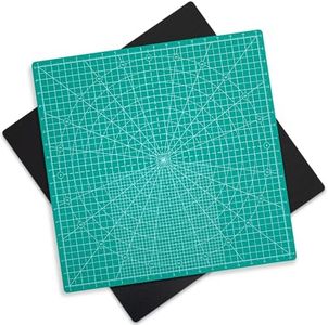 Cinnvoice 18 x 18 Inches Rotating Cutting Mat Self Healing 360° Rotary Cutting Mat Square Rotating Cutting Mat with Non Slip Base for Quilting Fabric Cutting and Art Projects (Green)