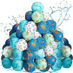 Lewtemi 100 Pack Water Balls Bulk 2 Inch Water Absorbent Ball with Ocean Patterns Pool Toys Balls for Swimming Pool Party Favors Outdoor Water Fight Games Summer Beach Activities