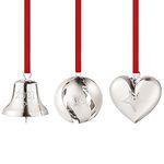 Georg Jensen Set in Palladium Brass - Bell, Ball and Heart - Decoration by Sanne Lund Traberg - Pack of 3