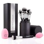 Oscar Charles 17 Piece Professional Makeup Brush Set: Make up brushes with Case, Beauty Blender, Brush Cleaner, Product Guide and Gift Box