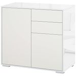 HOMCOM High Gloss Buffet Sideboard with 2 Drawers, 2 Doors and Adjustable Shelf, Kitchen Storage Cabinet with Push Open Design, White