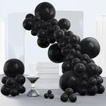 PartyWoo Black Balloons, 140 pcs Black Balloons Different Sizes Pack of 18 Inch 12 Inch 10 Inch 5 Inch for Balloon Garland as Birthday Decorations, Wedding Decorations, Baby Shower Decorations