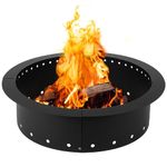 Iron Forge Tools Heavy Duty Metal Smokeless Permanent Fire Pit Ring 36 inch Outer/30 inch Round Fire Pit Insert Liner for Outdoor, Firepits for Outside, Fire Pit Ring (36x30x10 Inch), Patent Pending