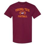 NCAA Classic Football Arch, Team Color T Shirt, College, University, Virginia Tech Hokies Maroon, XX-Large