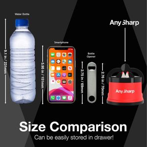 AnySharp Knife Sharpener – Red, Universal Blade Sharpening