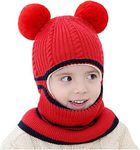 TopiBaaz Toddler Winter Hat Monkey Caps Baby Winter Hat, Fleece Lined Winter Hat Caps for Kids Winter Hat Scarf Earflap Hood Skull Caps for 6 Months to 4 Years Aged - Reds