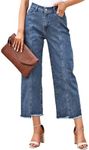 Sidefeel High Waisted Jeans for Women Trendy 2024 Wide Leg Straight Leg Ankle Denim Pants Blue Size 10