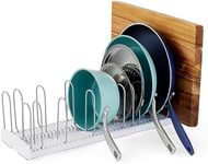 YouCopia StoreMore Expandable Pan and Lid Rack, Adjustable Pot Lid Organizer for Kitchen Storage, 12.5”-22” Wide,White