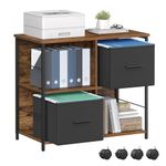 VASAGLE File Cabinet, Rolling Printer Stand with 2 Fabric Drawers, Easy Assembly, for A4, Letter-Size Files, Hanging File Folders, Home, Office, Rustic Brown and Simply Black UOFC057B01