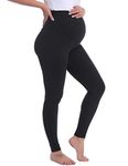 Joyaria Maternity Leggings Over The Belly Ultra Soft Stretchy Full Length Active Workout Yoga Pregnancy Pants (Black, Medium)