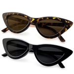 Joopin Cat Eye Sunglasses for Women, UV Protection Retro Vintage Pointy Narrow Ladies Shades Trendy Polarized Cateye Womens Sunglasses (Black Grey +Sand Yellow Leopard Brown)