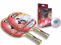 GKI Table Tennis Combo Set (2 GKI Offensive XX Table Tennis Racquet + 6 GKI Euro-Plastic 40 Plus TT balls)