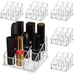 Foraineam 6 Pack Lipstick Holder Organizer, 9 Spaces Clear Lip Stick Storage Stand Container, Small Cosmetic Beauty Makeup Display Cases for Lipsticks, Lipgloss, Brushes, Bottles