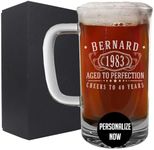 Personalized Etched 16oz Glass Beer Mug Stein - Custom Engraved Christmas Gifts for Men, Dad Drinking Birthday Glasses, Gifts for Him, Bernard