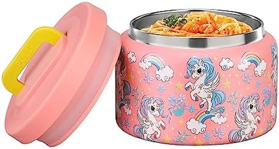 MAISON HUIS 8oz Soup Thermo Wide Mouth Vacuum Insulated Thermo Food Jar, Leak Proof Stainless Steel Food Thermo for Hot&Cold Food Kids Food Lunch Soup Container for School Travel (F-Pink-Rainbow