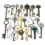 GraceAngie Wholesale 50 Pieces Antique Bronze Vintage Skeleton Mixed Key Charms DIY Necklace Pendant for Handmade Jewelry Making