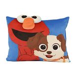 NEMCOR Sesame Street Elmo 3D Decorative Throw Pillow for Kids Soft Plush Embroidered Cushion for Girls and Boys Gift Essential, 16” x 13”, Blue (99695-PIL-016A-SESM)