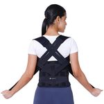 ZEDAN 2-In-1 Neoprene Posture Corrector Belt with Attached Back Support Belt | Helps in Back Pain, Back Straight & Shoulder Support | For Spine & Body Posture Correction | Universal Size | Unisex