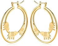 Barzel 18K Gold Plated Elephant Hoop Earrings For Women - Made In Brazil (ER112)