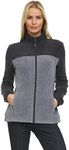 Swiss Alps Womens Lightweight Full-Zip Polar Soft Fleece Jacket Long-Sleeve Outdoor Coat with Pockets for Fall Winter, Lt Grey Heather, Medium