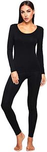 WiWi Ultra Soft Bamboo Viscose Underwear for Women Lightweight Long Johns Sets Base Layer Top Pants Thermal Pajamas Set S-3X, Black, Medium