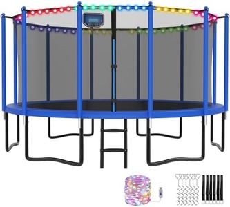 YORIN Tranpoline 16 FT Tranpoline for Kids Adults, No-Gap Design Tranpoline w/Basketball Hoop, Widened Ladder, Waterproof Lights, Heavy Duty Recreational Tranpoline-ASTM Approved