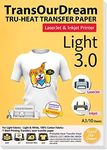 TransOurDream A3 Iron on Heat Transfer Paper for Light T Shirts (10 Sheets A3, Light 3.0) Printable HTV Heat Transfer Vinyl for Inkjet & Laserjet Printer Iron On transfers for T Shirts (TRANS-AU-A3-L3-10)