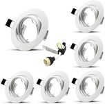 Allesgute 6X Downlights Bezel GU10 Recessed Ceiling Spotlights Round White Down Lights Fittings Tilt with Lamp Holder 240V for Indoor Use