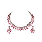 Brado Jewellery Dark Pink Choker Necklace Set With 1 Pair Of Earring for women and girls (ATS DARK Pinkk)