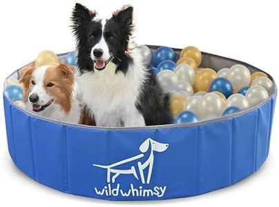 Wild Whimsy Dog Ball Pit - 48 Inch Small Foldable Ball Pit for Dogs - Indoor Outdoor Playpen with Metal Reinforcement Ring - Storage Case Included - Holds Over 600 2.75 Inch Ball Pit Balls