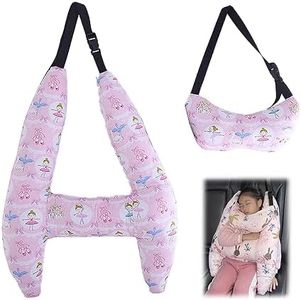 Travel Pillows for Kids Car Pillow Adults and Children H-Shaped Pillow Travel Pillow for Helps Improve Body and Head Comfort (Pink Fairy+Headrest)