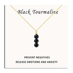 SmileBelle Black Tourmaline Necklaces for Women, Protection and Healing Spiritual Crystal Necklaces, October Birthstone Necklace Black Tourmaline Jewelry for Women Teen Girls