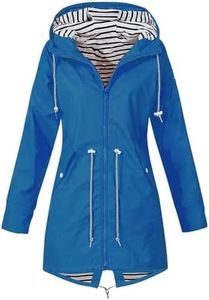 OIOLOYJM Rain Jacket Womens Waterproof with Hood Light Weight Jackets for Women Casual Fall Winter Plus Size Raincoat Blue L