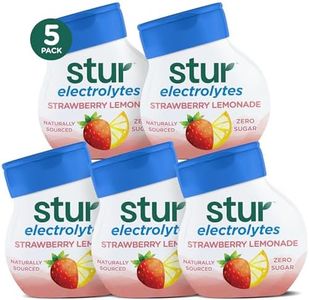 Stur Electrolyte Water Enhancer | Sweetened with Stevia | High in Vitamin C & Antioxidants | Sugar Free | Zero Calories | Keto | Vegan | 5 Bottles, Makes 90 Drinks (Strawberry Lemonade)