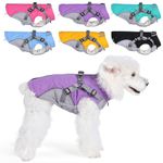 Dog Winter Coat with Harness Built in, Adjustable Dog Coat with Zipper, Extra Warm Dog Winter Jacket for Small Medium Dogs, Dog Snowsuit Coat with Reflective Strips, Windproof Dog Cold Weather Coats