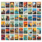 CodersParadise - 54 Pcs 4X6'' Size Wall Collage Kit Travel City Posters, Trendy Cities Travel Vintage Poster Set, Popular Cities Poster Glue Dots Included, 10.16 Cm