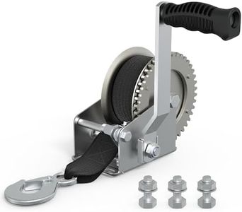 WINSBULL Boat Trailer Winch for Trailers, 1600 LB Heavy Duty Hand Manual Winch with 26FT Strap & Hook, Boat Accessories for Boat and Jet Ski Trailer