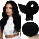 Full Shine Weft Hair Extensions Human Hair Real Remy Hair Extensions for Women Sew in Weft Hair Extensions Double Wefted Color 1 Jet Black Remy Hair 100 Grams 18 Inch