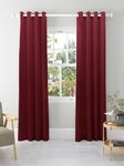 amazon basics - Room Darkening Blackout Door Curtains, 100% Room Darkening | 7 Feet |Set of 2| Plain Design | for Living Room and Bedroom | 115cmx210cm, Color- Maroon